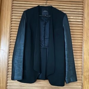 ROBERT RODRIGUEZ Lamb Leather Sleeve Shawl Lapel Blazer Jacket WOMENS Size 8